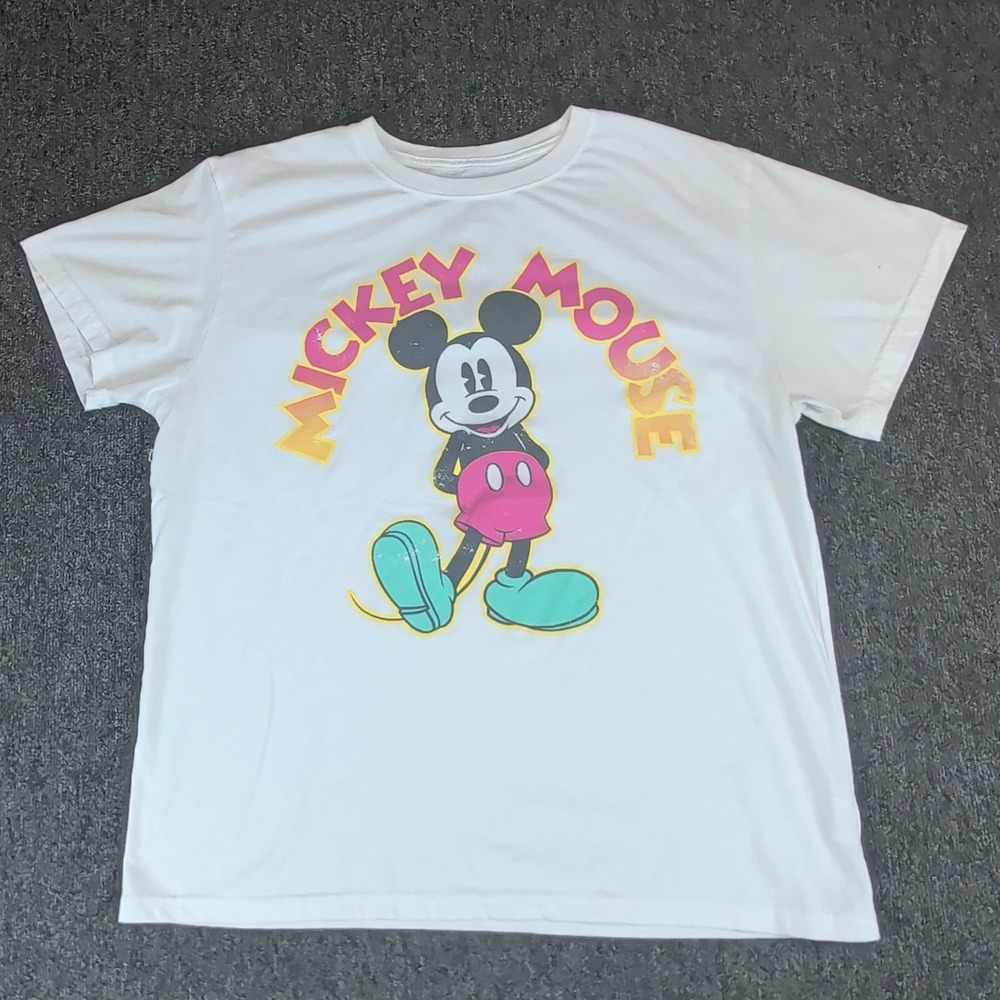 Disney Vintage Aesthetic Mickey Mouse Graphic Tee Women XXL White Short Sleeve — photo 2